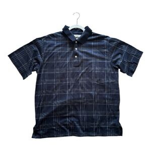 Turnbury Men’s Polo Shirt Size L Blue Plaid Golf 100% Cotton Short Sleeve Golf
